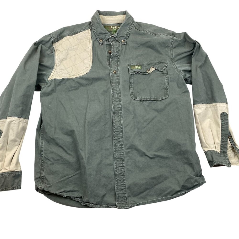 Gander Mountain Mens Shooting Shirt Large Quilted Shoulder Long Sleeve Casual